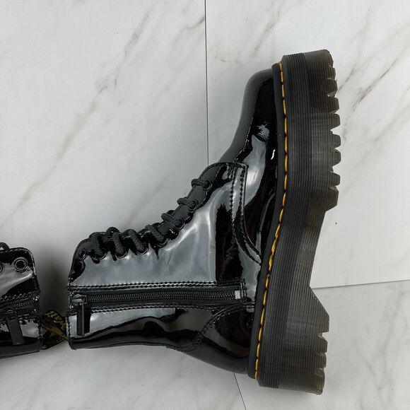 Dr. Doc Martens Jadon Womens Size 6 Black Patent Leather Platform Combat Boots - Picture 6 of 8